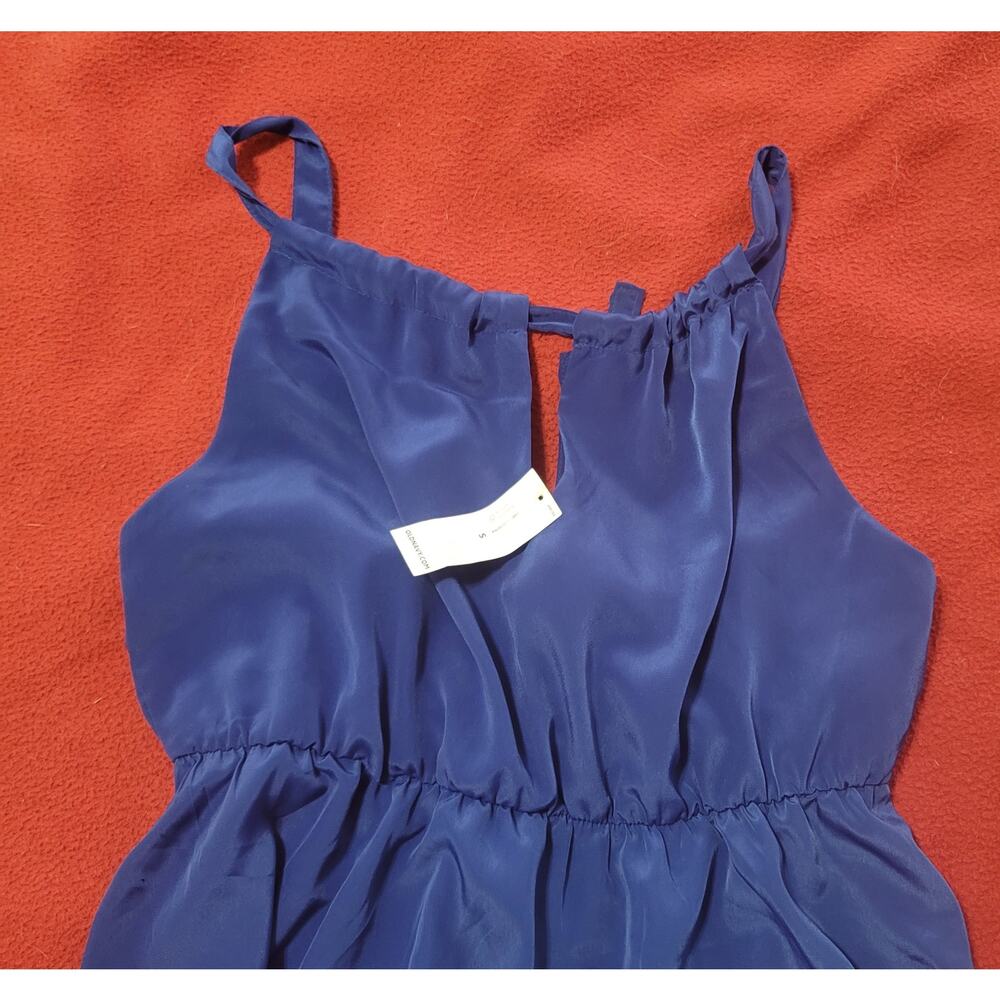 Old Navy Blue Color Block Key Hole Neck Halter Hi Low Dress Small New With Tags